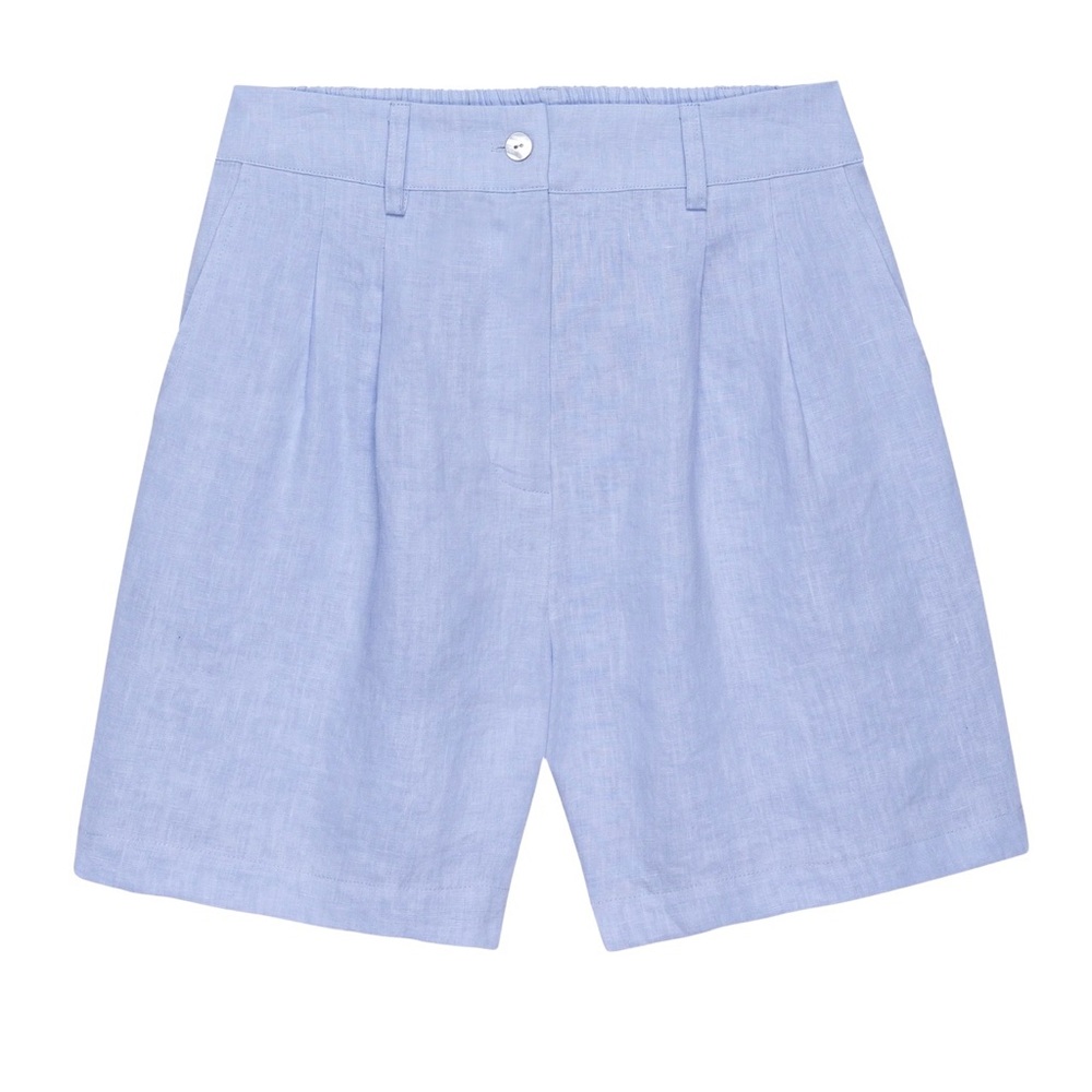 DONNI. Soft Blue Linen Shorts